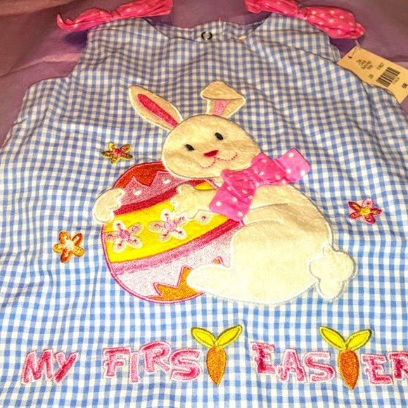 NWT! 1st Easter Gnghm Romper, SO PRETTY, 6m - Picture 2 of 10